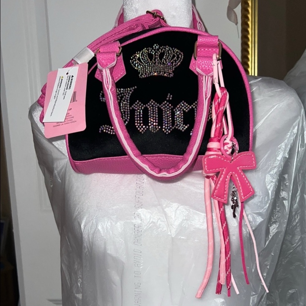 Juicy Couture Black and Pink Crown Handbag